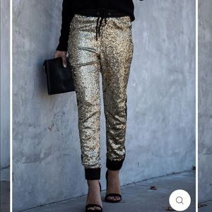 VICI Collection sequin/satin joggers